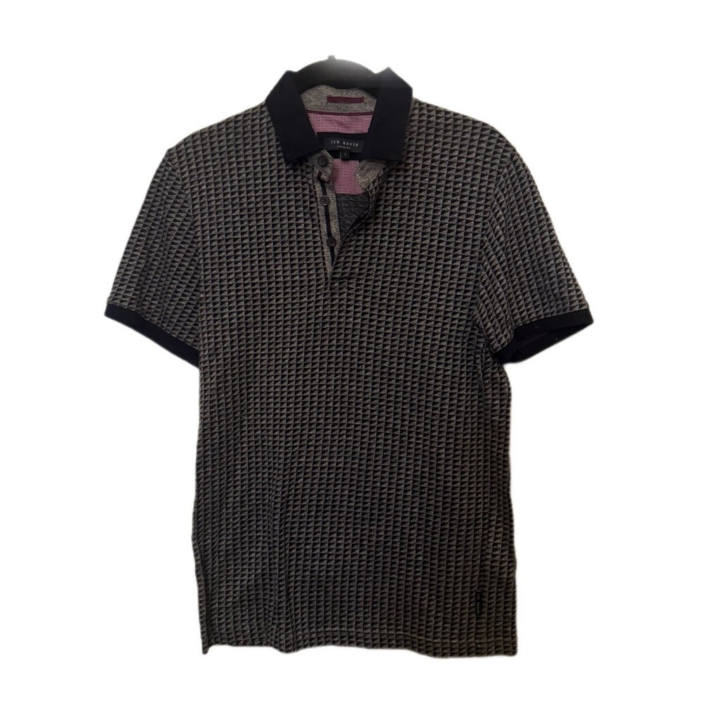 Ted Baker Taz Grey Navy Blue Patterned Polo Shirt